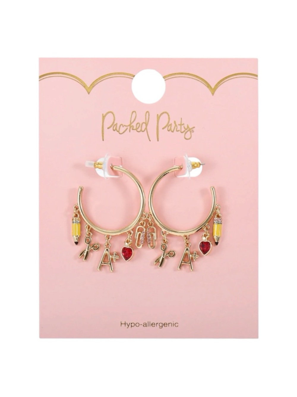 Packed Party Teacher Back To School Charm Hoop Earrings - NWT